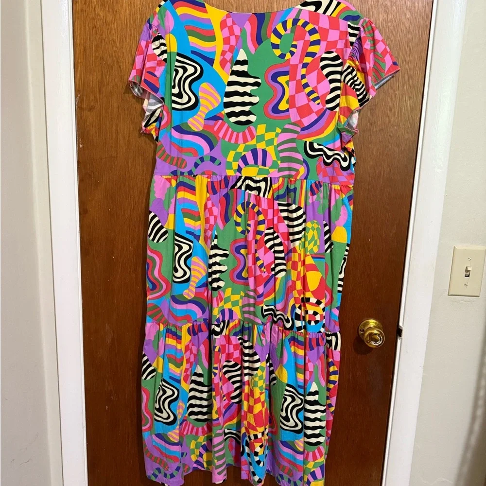 Nooworks Frida Dress Party Time Print Size XL EUC - Picture 3 of 6